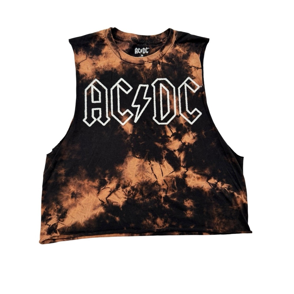 ACDC Women's Top Sleeveless Tank Tie-Dye Rolled Hem Black and Brown Size Medium
